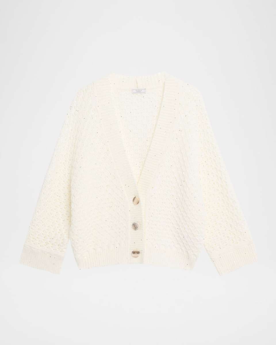 Sequin Knit Virgin Wool Cardigan
